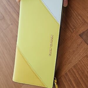 Michael Kors Lemon Yellow and White Wallet Wallet Excellent Cond.